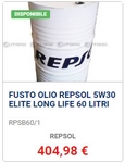 olio motore Repsol elite long life 5w30 fusto 60 litri