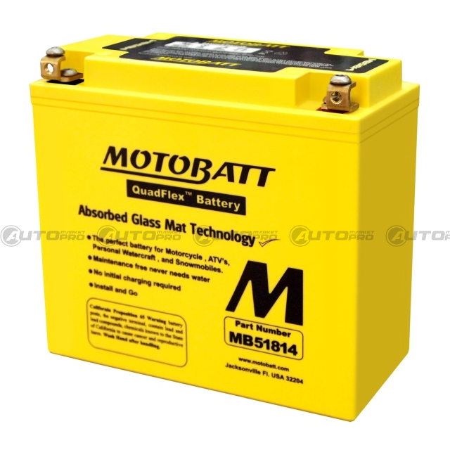 BATTERIA MOTO MOTOBATT AGM MB51814 12V 22 Ah YT19BL-BSODYSSEY BMW 51814 6947312400262 - 1