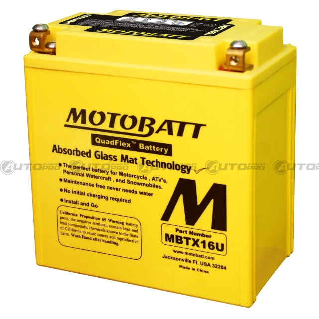BATTERIA MOTO MOTOBATT AGM MBTX16U 12V 19 Ah YTX16BS YTX16BS1YTX20CHBS 6947312400064 - 1