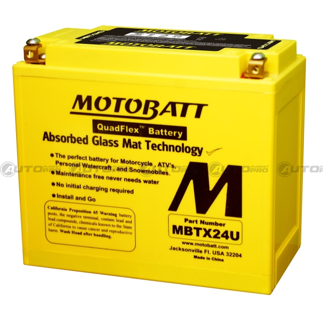 BATTERIA MOTO MOTOBATT AGM MBTX24U 12V 25 Ah YTX18LBS Y50N18LACX YTX24HL 6947312400095 - 1