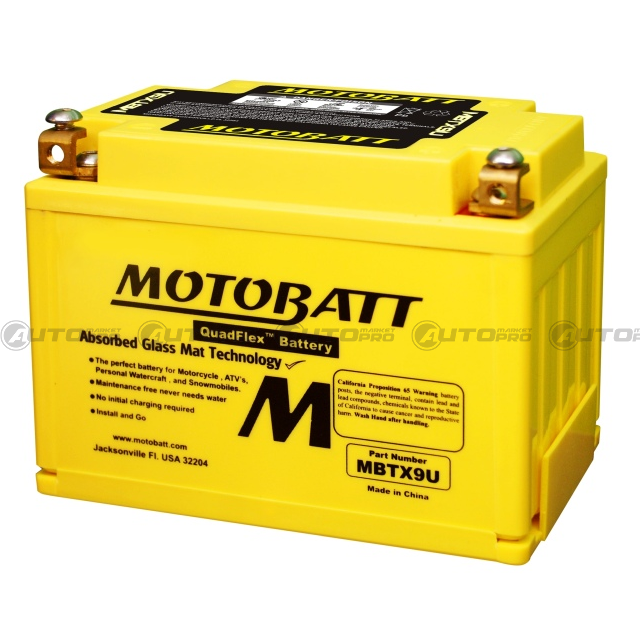 BATTERIA MOTO MOTOBATT AGM MBTX9U 12V 10,5Ah YTX9-BS YT12A-BS YTZ14SDEKA 6947312400026 - 1