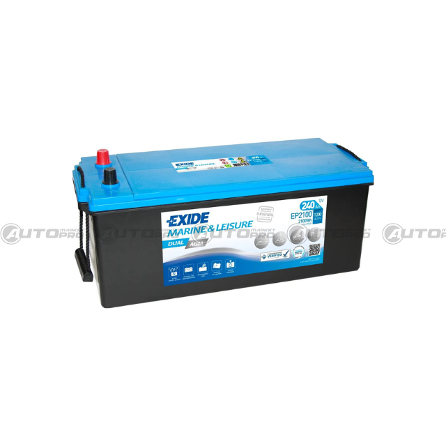 BATTERIA EXIDE EP2100 DUAL AGM 240AH 1200A PER NAUTICA E TEMPO LIBERO - 1