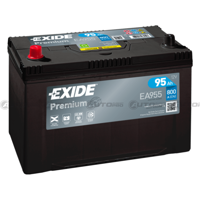 BATTERIA AUTO EXIDE PREMIUM EA955 PER AVVIAMENTO 95Ah POLO SX - 1