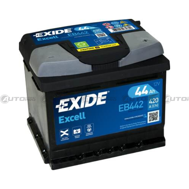 BATTERIA AUTO EXIDE EXCELL EB442 PER AVVIAMENTO 44Ah POLO DX - 1