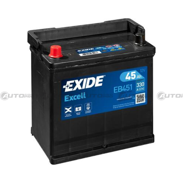 BATTERIA AUTO EXIDE EXCELL EB451 PER AVVIAMENTO 45Ah POLO SX - 1