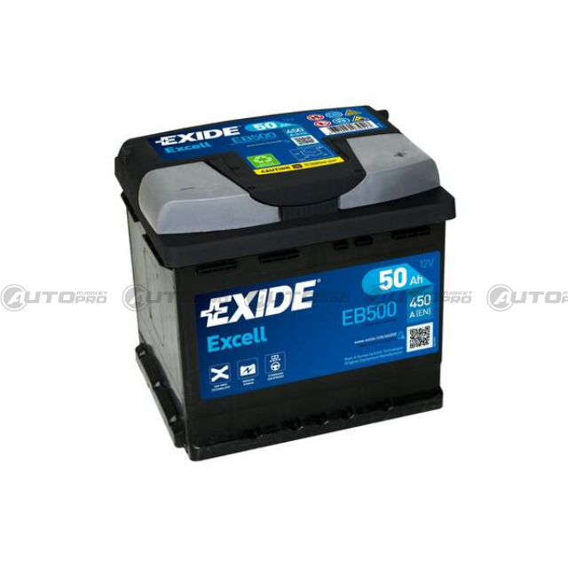 BATTERIA AUTO EXIDE EXCELL EB500 PER AVVIAMENTO 50Ah - 1