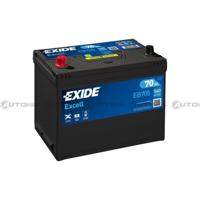 BATTERIA AUTO EXIDE EXCELL EB705 PER AVVIAMENTO 70Ah POLO SX - 1