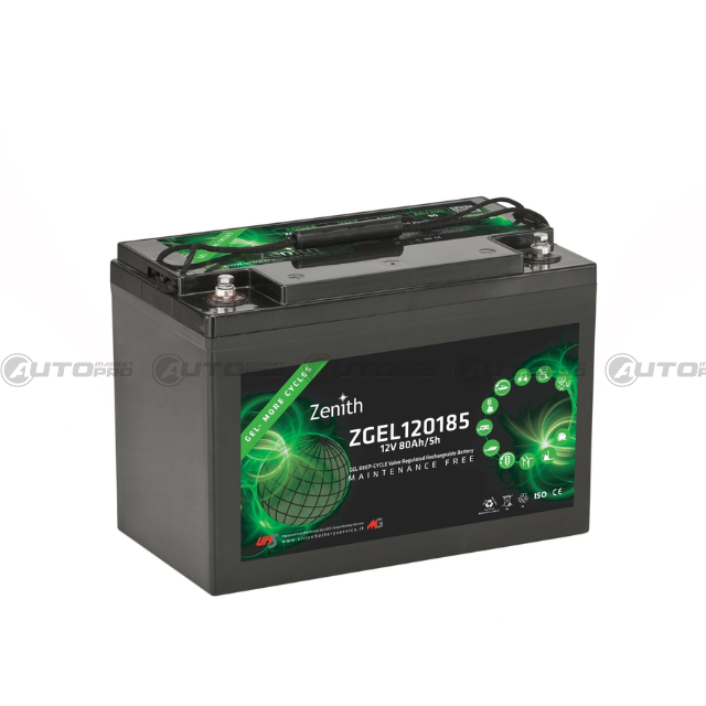 ZENITH ZGEL120185 BATTERIA ZENITH AL GEL 12V 80AH 306x168x215mm USO CICLICO - 1