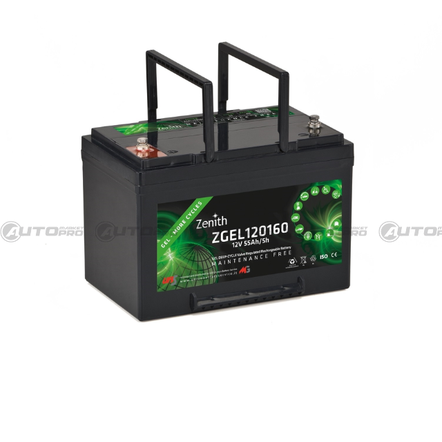 ZENITH ZGEL120160 BATTERIA ZENITH AL GEL 12V 55AH 258x167x182mm USO CICLICO - 1