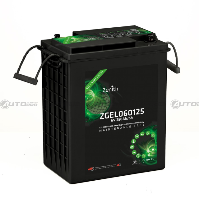 ZENITH ZGEL060125 BATTERIA ZENITH AL GEL 6V 250AH 295x178x345mm USO CICLICO - 1