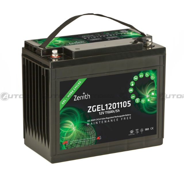 ZENITH ZGEL1201105 BATTERIA ZENITH AL GEL 12V 110AH 341x173x281mm USO CICLICO - 1