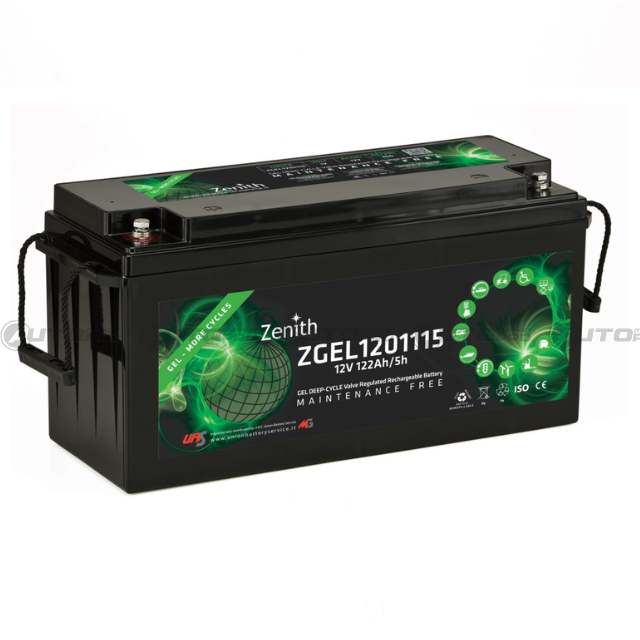 ZENITH ZGEL1201115 BATTERIA ZENITH AL GEL 12V 122AH 483x170x240mm USO CICLICO - 1