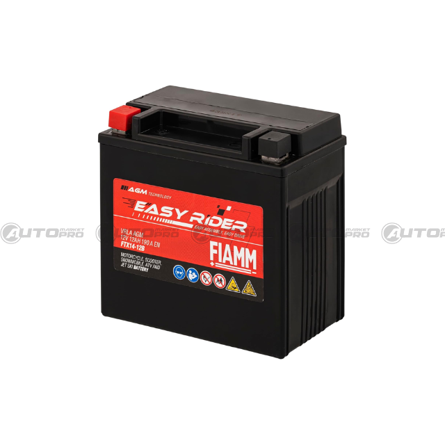 BATTERIA PER MOTO FIAMM FTX14-12B 12AH 190A AGM PRONTA ALL'USO 151x87x147mm - 1