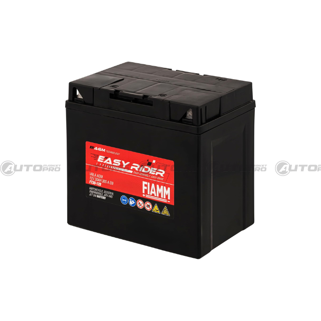 BATTERIA PER MOTO FIAMM FT30-12B 30AH 300A AGM PRONTA ALL'USO 184x124x170mm - 1