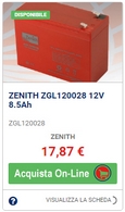 batterie per gruppi di continutità ed allarmi ZENITH ZGL120028 12V 8.5Ah