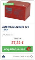 batterie per gruppi di continuità ed allarmi ZENITH ZGL120032 12V 12Ah