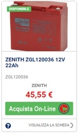 batterie per veicoli elettrici ZENITH ZGL120036 12V 22Ah