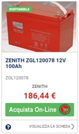 batterie servizi camper e barche ZENITH ZGL120078 12V 100Ah