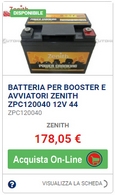 BATTERIA PER BOOSTER E AVVIATORI ZENITH ZPC120040 12V 44 AMPERE 1200 EN