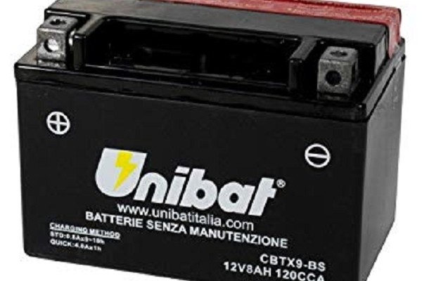 BATTERIA MOTO UNIBAT CBTX9BS 8 Ah 120 CCA 150x87x105 mm