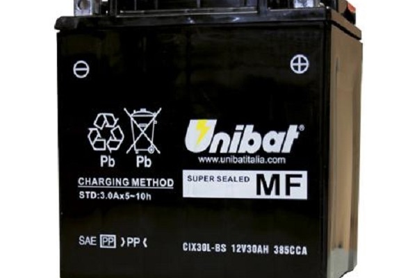 BATTERIA MOTO UNIBAT CIX30LBS 30 Ah 385 CCA 166x126x175 mm
