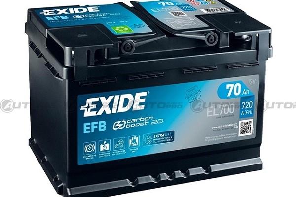 BATTERIA EXIDE EL700 EFB 70Ah 760A 12V 278x175x190mm POLO DX