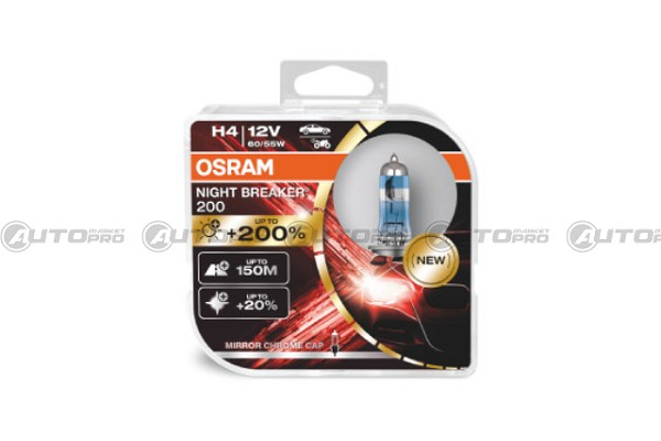 COPPIA LAMPADINE OSRAM H4 NIGHT BREAKER 200