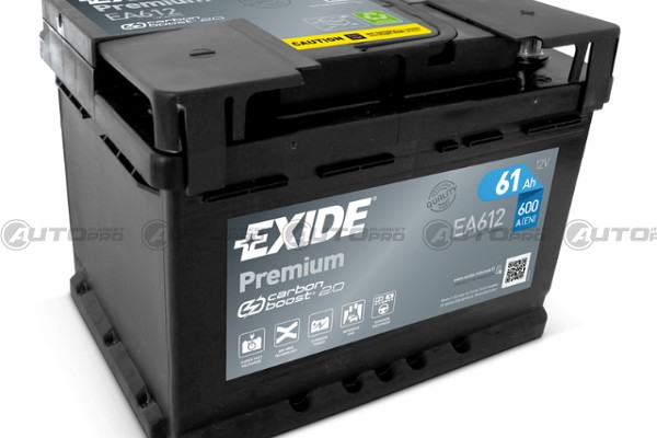 BATTERIA AUTO EXIDE PREMIUM EA612 PER AVVIAMENTO 61Ah