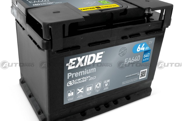 BATTERIA AUTO EXIDE PREMIUM EA640 PER AVVIAMENTO 64Ah