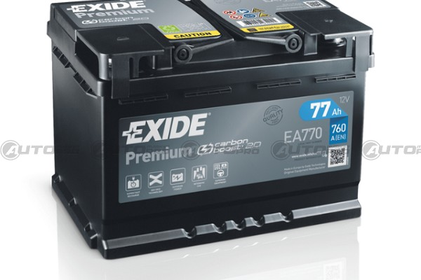 BATTERIA AUTO EXIDE PREMIUM EA770 PER AVVIAMENTO 77Ah