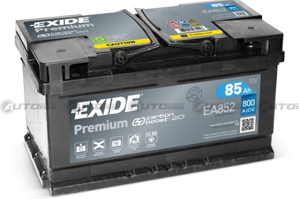 BATTERIA AUTO EXIDE PREMIUM EA852 PER AVVIAMENTO 85Ah