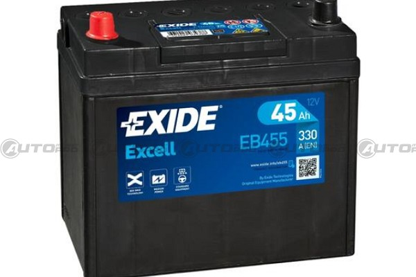 BATTERIA AUTO EXIDE EXCELL EB455 PER AVVIAMENTO 45Ah POLO SX