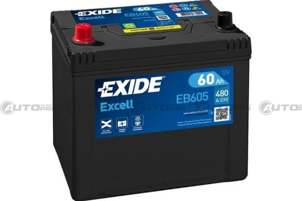 BATTERIA AUTO EXIDE EXCELL EB605 PER AVVIAMENTO 60Ah POLO SX