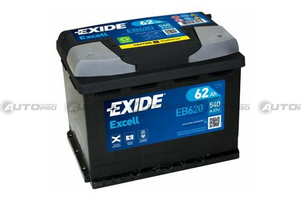 BATTERIA AUTO EXIDE EXCELL EB620 PER AVVIAMENTO 62Ah