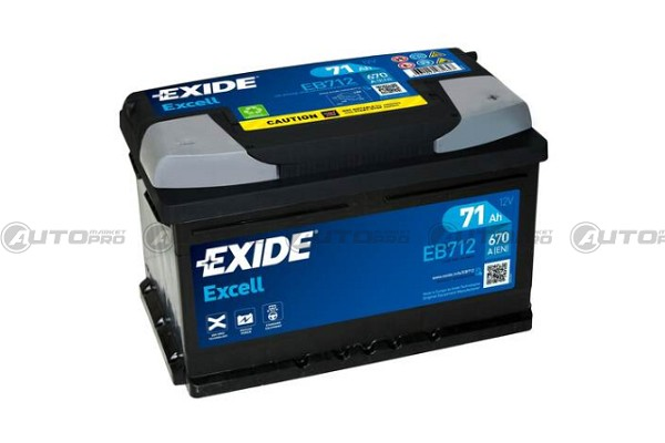 BATTERIA AUTO EXIDE EXCELL EB712 PER AVVIAMENTO 71Ah