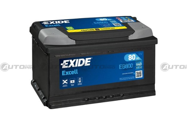 BATTERIA AUTO EXIDE EXCELL EB800 PER AVVIAMENTO 80Ah