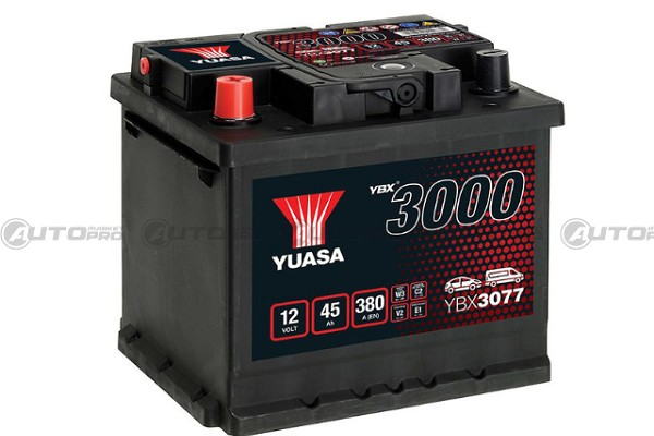 YUASA YBX3077 BATTERIA PER AUTO SMF 45 Ah 380A 12V