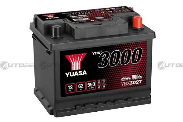 YUASA YBX3027 BATTERIA PER AUTO SMF 62 Ah 550A 12V