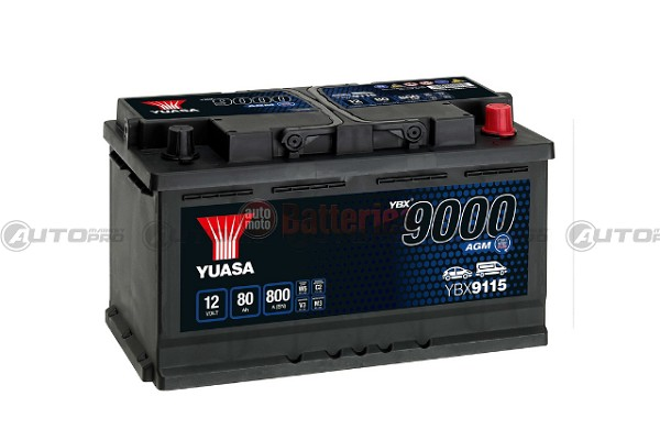 YUASA YBX9115 BATTERIA AGM AD ALTE PRESTAZIONI 12V 80AH 800A