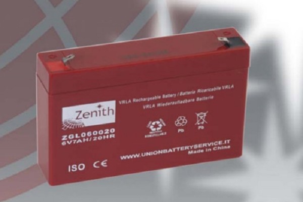 ZENITH ZGL060020 6V 7Ah BATTERIA SEMI-CICLICA AGM A SCARICA LENTA