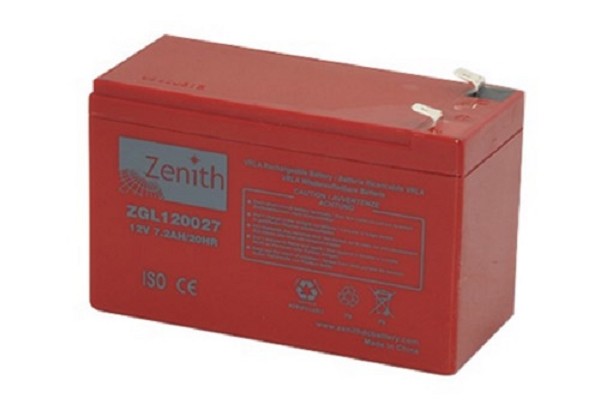 ZENITH ZGL120027 12V 7.20Ah BATTERIA SEMI-CICLICA AGM A SCARICA LENTA
