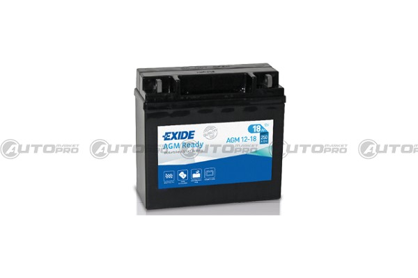 BATTERIA MOTO EXIDE AGM12-18 18 Ah 250 CCA 180x75x165mm