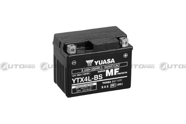 YUASA YTX4L-BS VRLA BATTERIA SENZA MANUTENZIONE 12.6AH 200A 150x87x145mm