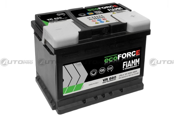 FIAMM ECOFORCE AGM VR680 – BATTERIA START & STOP 12V 60AH 680A ALTA PRESTAZIONE